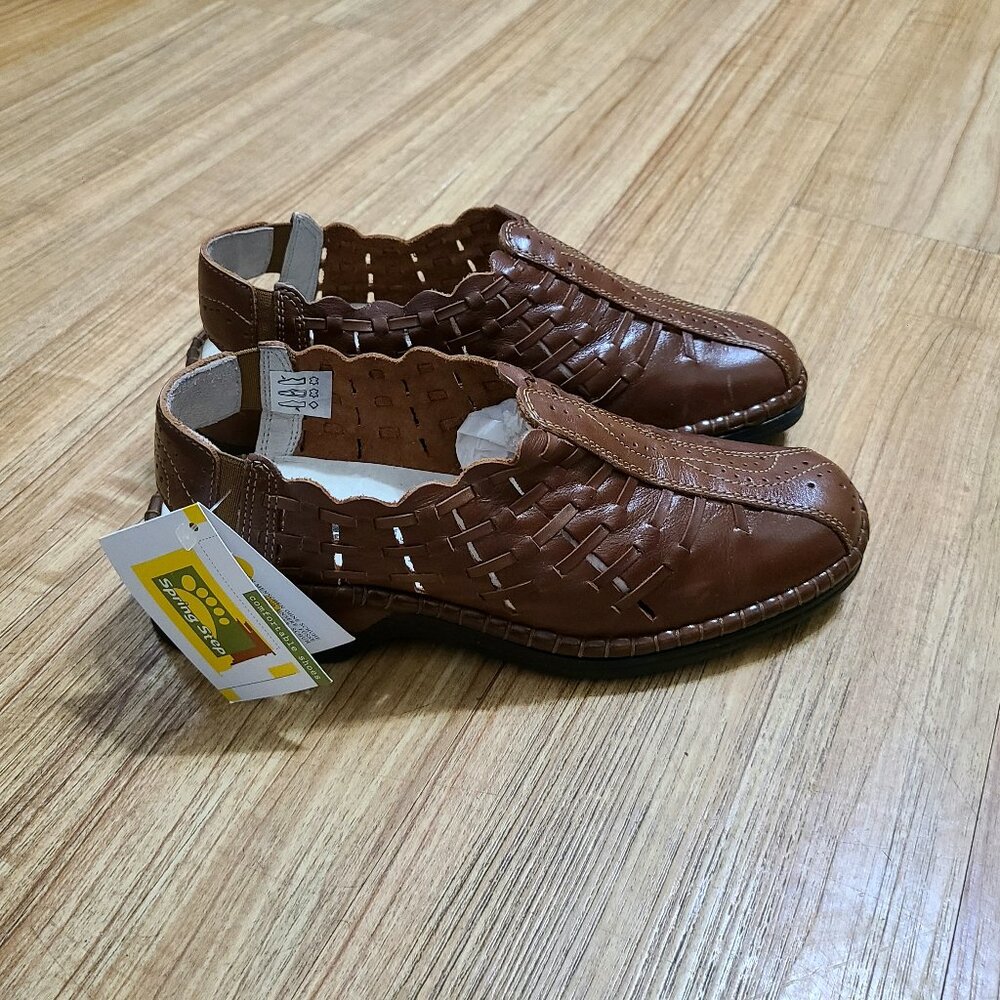Brown Woven Leather Sandals